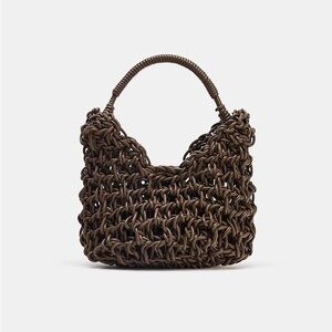 Zara topstitched woven Handbag